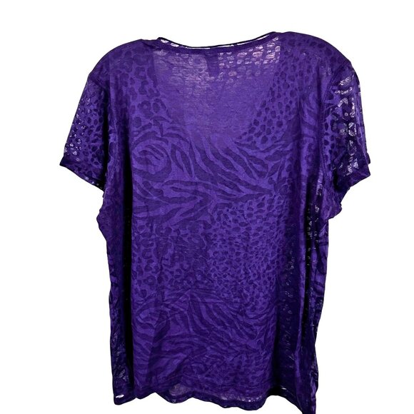 Toppy Size XL Purple Hawaii Rhinestone Floral T-Shirt  Cotton/Polyester - Picture 6 of 13